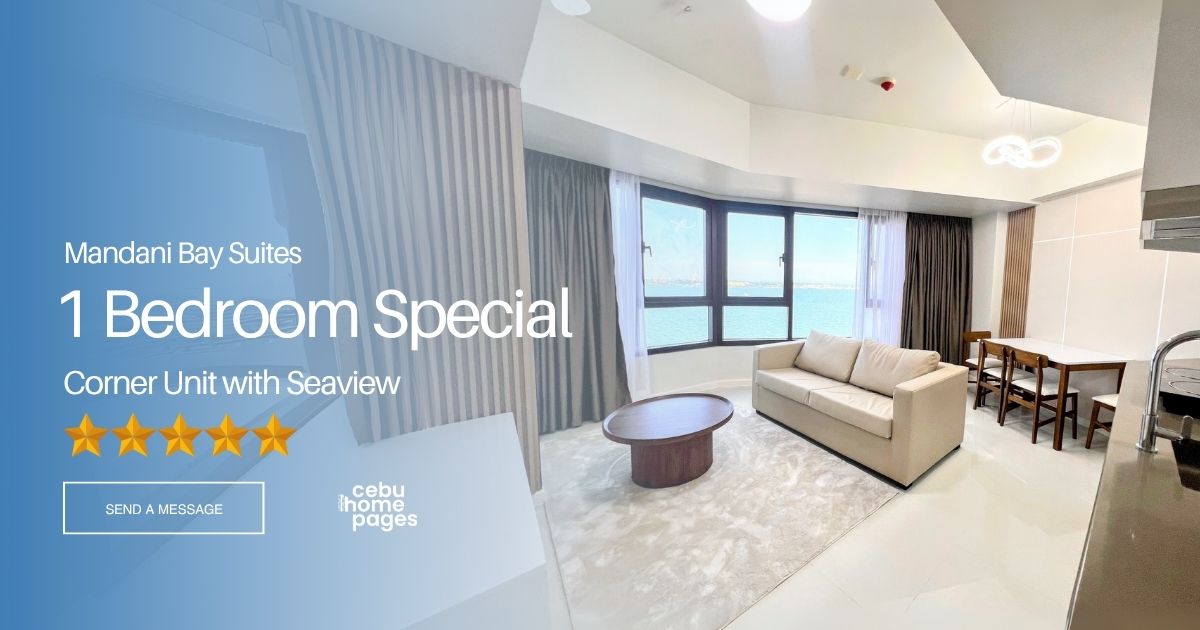 Studios For Rent in Mandani Bay - Near Cebu Doctors University CDU, UCMed & Chong Hua Hospital Mandaue - For Rent 1 Bedroom Special with Seaview in Mandani Bay Suites | Facing Boardwalk
