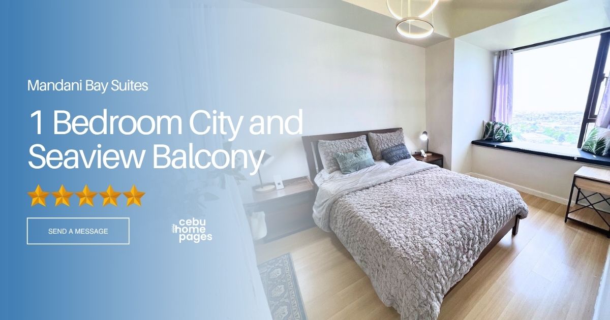 Studios For Rent in Mandani Bay - Near Cebu Doctors University CDU, UCMed & Chong Hua Hospital Mandaue - 1 Bedroom Suite Corner with Balcony at Mandani Bay Suites