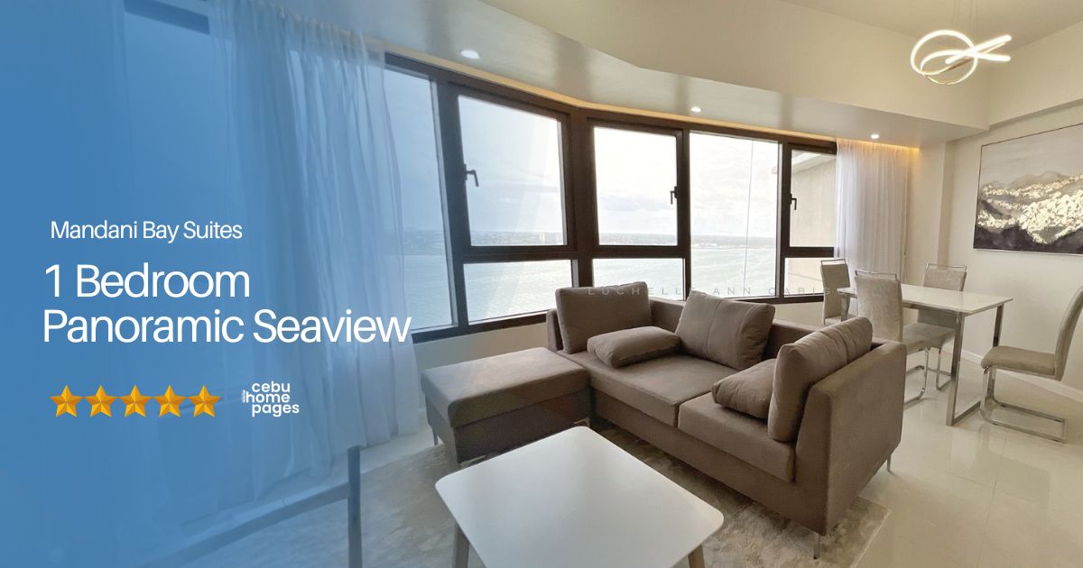 For sale in Mandani Bay - Near Cebu Doctors University CDU, UCMed & Chong Hua Hospital Mandaue - 21st Floor 1BR Special Corner Seaview at Mandani Bay Suites